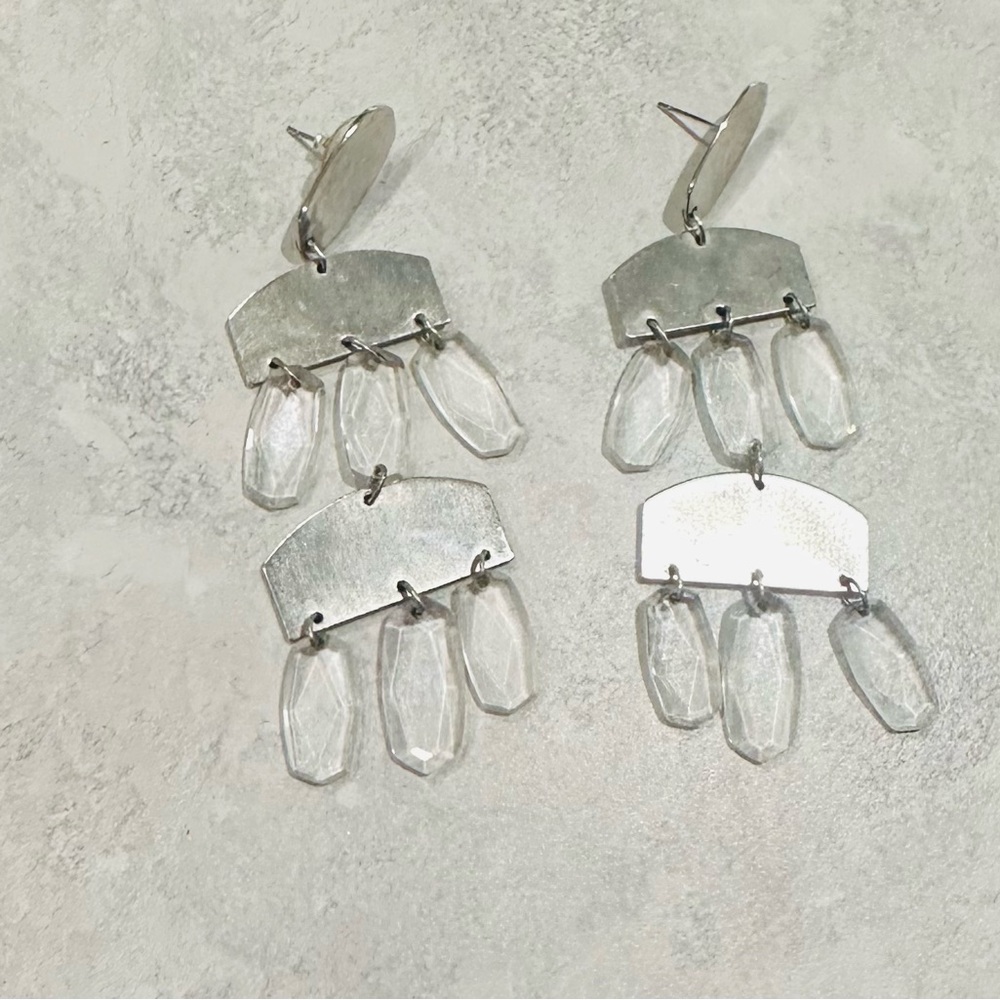 Kendra Scott Silver and Clear Dangle Earrings